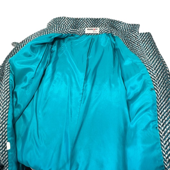 Sharilove Fashions Long Coat L Blue Tweed Lined Vintage - Picture 6 of 7